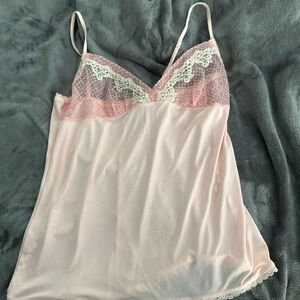 Pink Lace Trim Cami Top